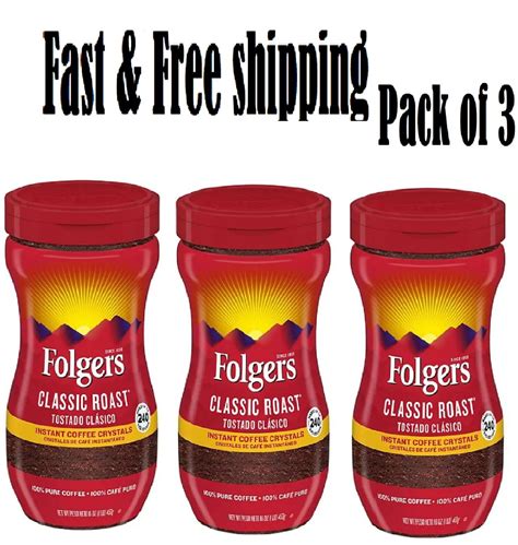 Folgers Classic Roast Instant Coffee Crystals (16 oz.) 3pk-Free ...