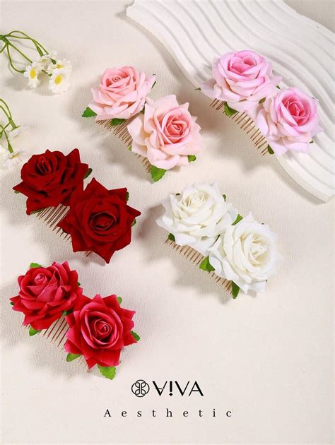 1 Pack Rose Flower Hair Clip, Women Wedding Hair Accessories Valentine ...