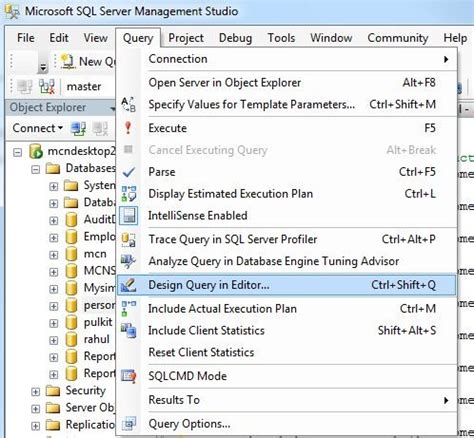 To Create a New SQL Query in Query Designer 的图像结果
