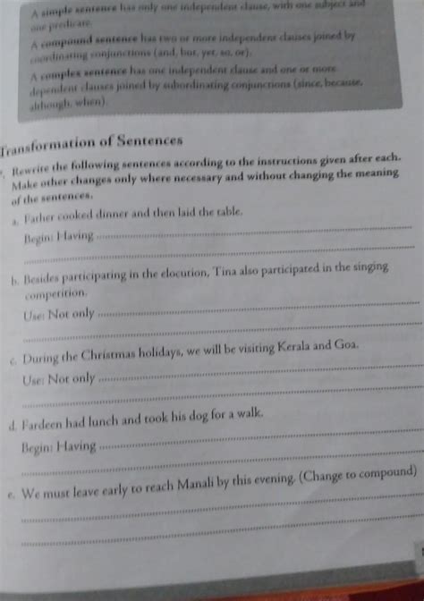Transformation of Sentences1. Having cooked the dinner, father laid the ...