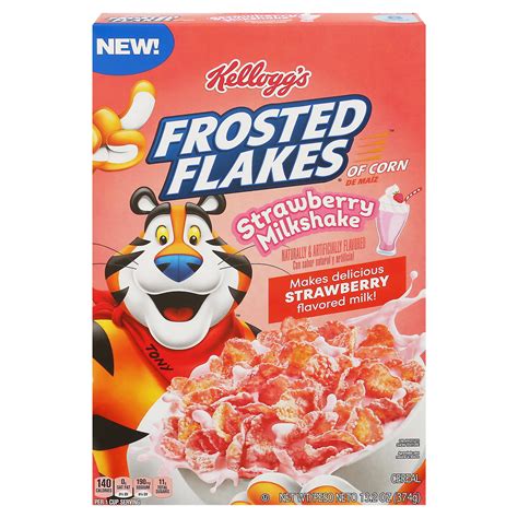 Kellogg's Frosted Flakes Strawberry Milkshake Cold Breakfast Cereal, 13 ...