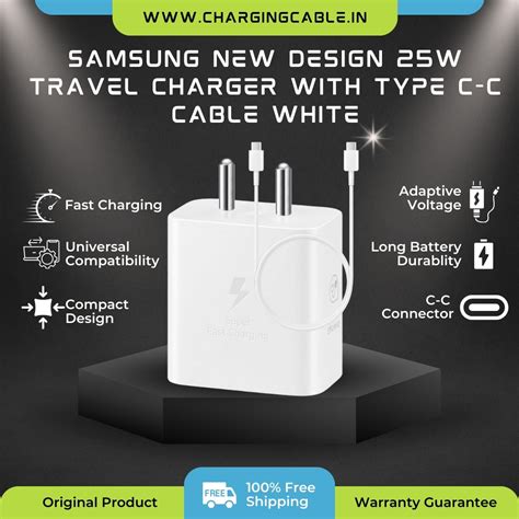 Samsung 25W GAN Adapter Charger With Type C to C Cable (White Adapter ...