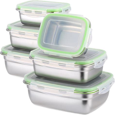 Amazon.com: 6 Packs Stainless Steel Food Storage Containers Airtight ...