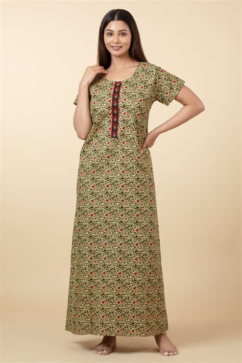 Buy Mustard Cotton Nightwear by Maybell | Shop Online Now – Maybell ...