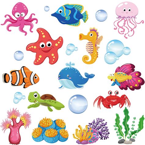 Buy 48 Pcs Sea Life Cut Outs Tropical Fish Cutouts Sea Animal Cut Outs ...
