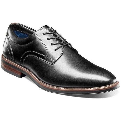 Men's Nunn Bush Centro Flex Plain Toe Oxford Dress Shoes Black 84982 ...