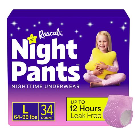 Rascals Night Pants Absorbent Disposable Girls Nighttime Bedwetting ...