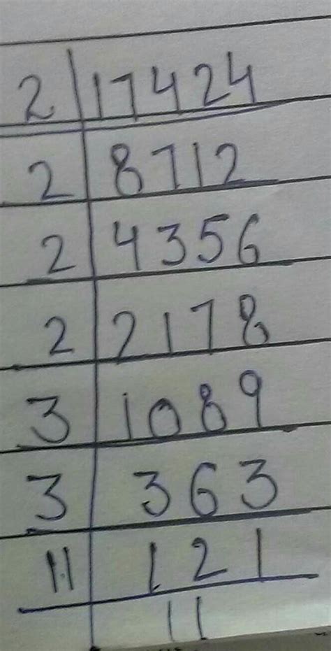 Find the square root of 17424 by prime factorization. - Brainly.in