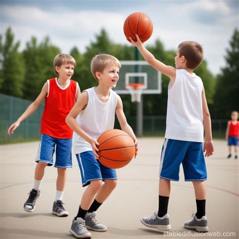 Children Playing Basketball | Stable Diffusion Online