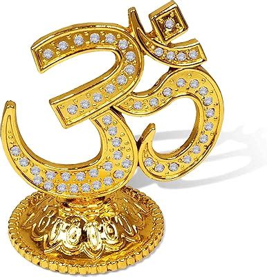 Buy Hindu Religious Symbol Om Idol Metal Statue Golden Statue for Car ...