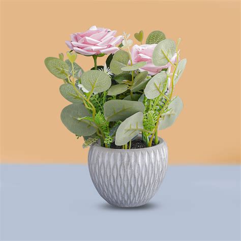Pink Rose Artificial Flower Pot