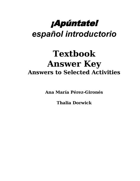 Textbook Answer Key - Idek - ¡Apúntate! español introductorio Textbook ...