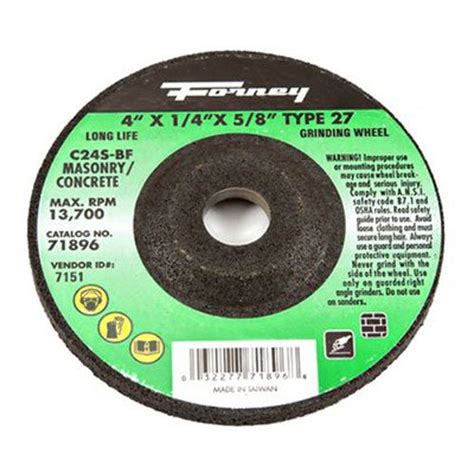 Forney 71896 Grinding Wheel with 5/8-Inch Arbor Masonry Type 27 C24S-BF ...