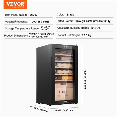 VEVOR Electric Cigar Humidor, 82L Cigar Humidor Cabinet with Cooling ...