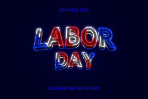 LABOR DAY COLOR RED BLUE TEXT EFFECT Graphic by 5amil.studio55 ...