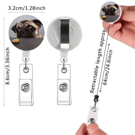 5 Badge Scrolls With Expandable Badge Clips, ID Card Holder With ...