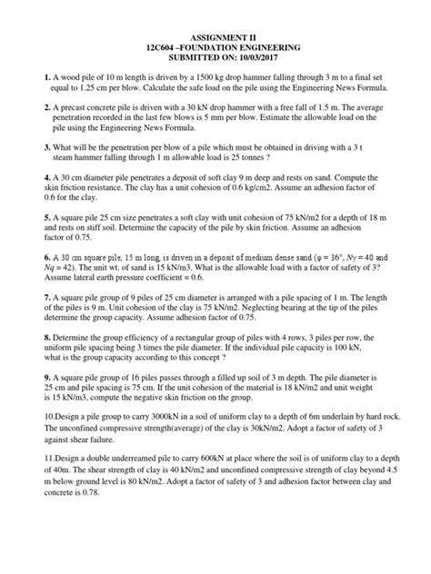 Pile Foundations Solved Questions 的图像结果