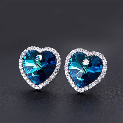 Ocean of Heart Swarovski Crystal Silver Earrings – Mystic Flavia