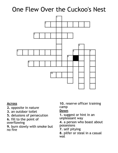 One Flew Over the Cuckoo's Nest Crossword - WordMint