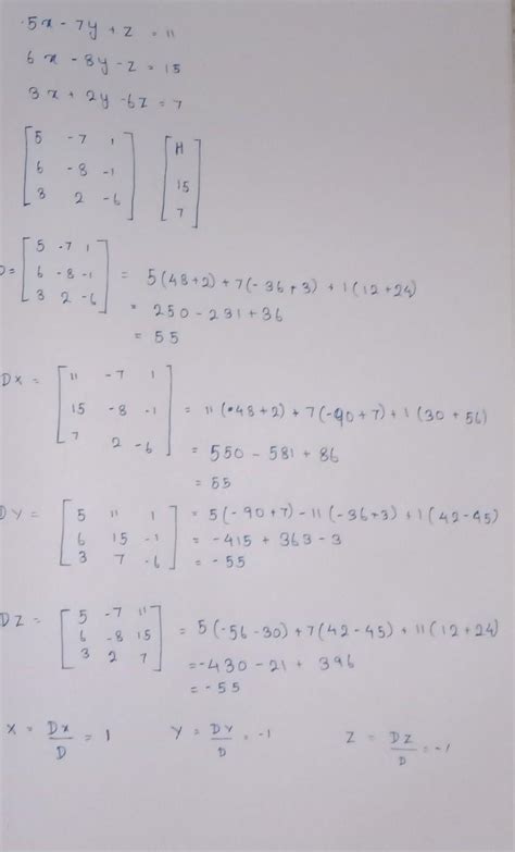 Solve the following system of equations using Cramer's rule. i) 5x - 7y ...