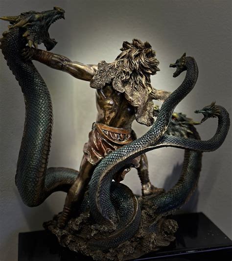 Roman Hercules Battling The Hydra Sculpture, Heracles Greek God, 33cm ...