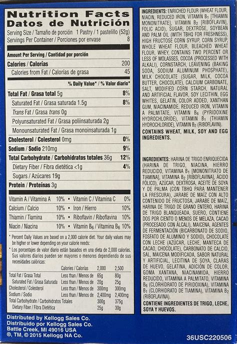 S Mores Pop Tart Nutrition Label | Besto Blog