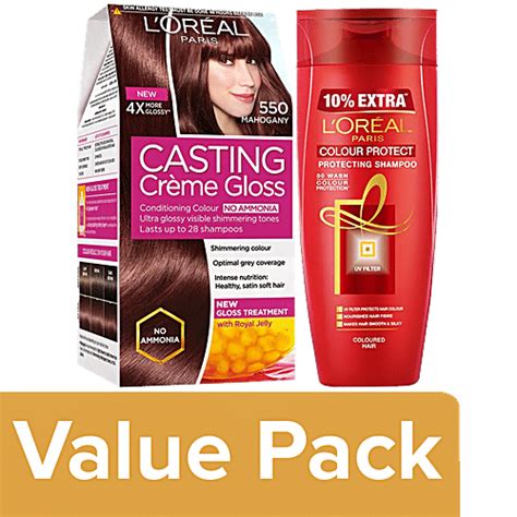 Buy L'Oreal Paris Hair Color 87.5 g + 72 ml, 550 Mahogany + Color ...
