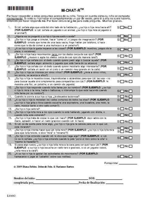 M CHAT R F questionnaire spanish - M-CHAT-R TM Por favor responder a ...
