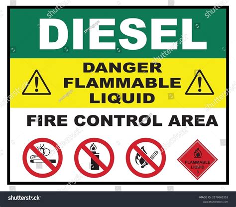 Diesel Danger Flammable Liquid Safety Sign Stock Vector (Royalty Free ...