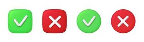 Bouton droit et faux 3D en forme ronde Vert Oui et Rouge Non Correct ...