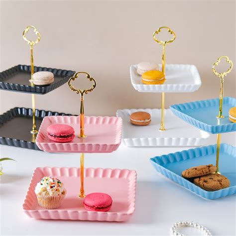 Snow White Square 2-tier Cupcake Stand Online - Premium Cake Stand ...