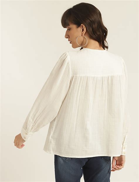 Buy Pure Cotton Self Design Tie Up Top at Marks & Spencer