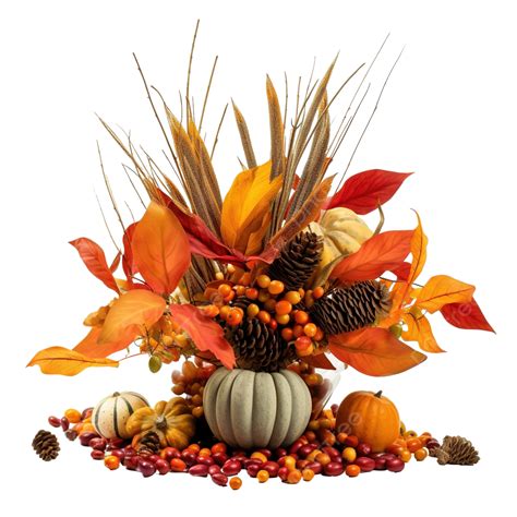 Thanksgiving Table Centerpiece With Fall Leaves And Seeds, Copy ...