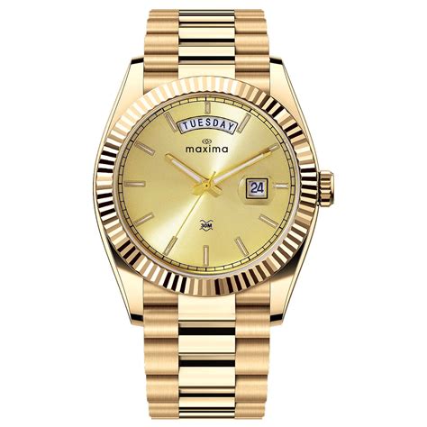 Maxima GOLD Men Gold Dial Analogue Watch - 69100CMGY