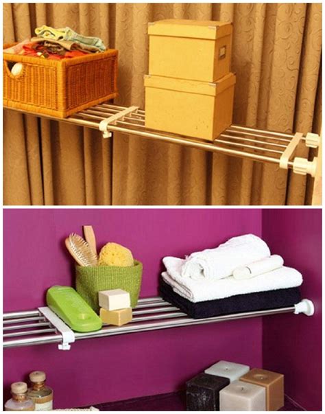 BAOYOUNI Extendable Wardrobe Cupboard Shelf Rack Heavy Duty Adjustable ...