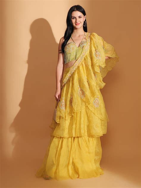 Off-Shoulder Corset Top & Cowl Drape Skirt - Yellow - Cowl Skirts for ...