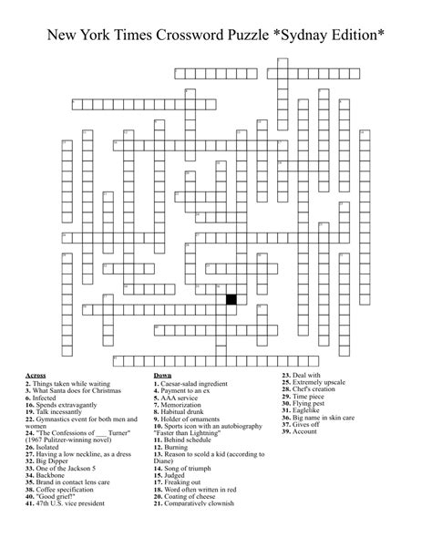 Seattle New York Times Crossword - Free Printable Crossword Puzzles