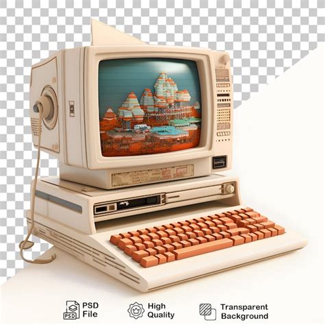 Premium PSD | 3d old vintage computer on transparent background