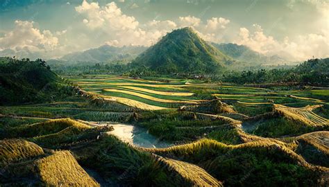 Premium Photo | Raster illustration of beautiful mountains lakes forests and fields beautiful ...