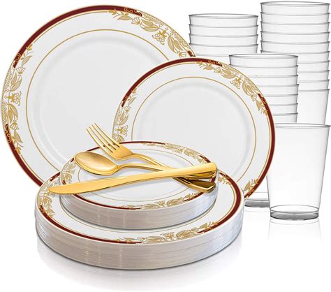 Amazon.com: Disposable Plastic Dinnerware Wedding Value Set for 120 ...