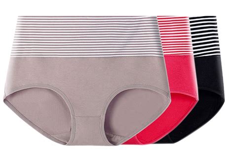 Buy GLAMROOT Women's Cotton Spandex Stripe Design High Waist Panty ...
