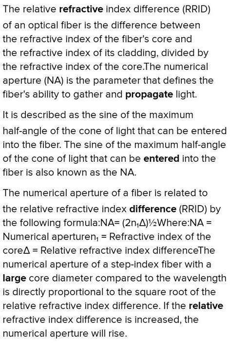 Define the relative refractive index difference for an optical fiber ...