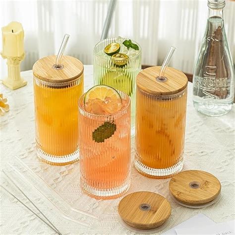 Buy Glass Mason Sipper with Airtight Bamboo Lid and Glass Straw Beer ...