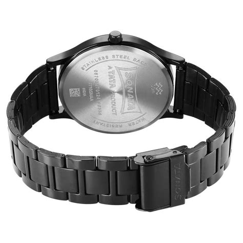 Buy Online Sonata Aspire Quartz Analog Black Dial Stainless Steel Strap ...