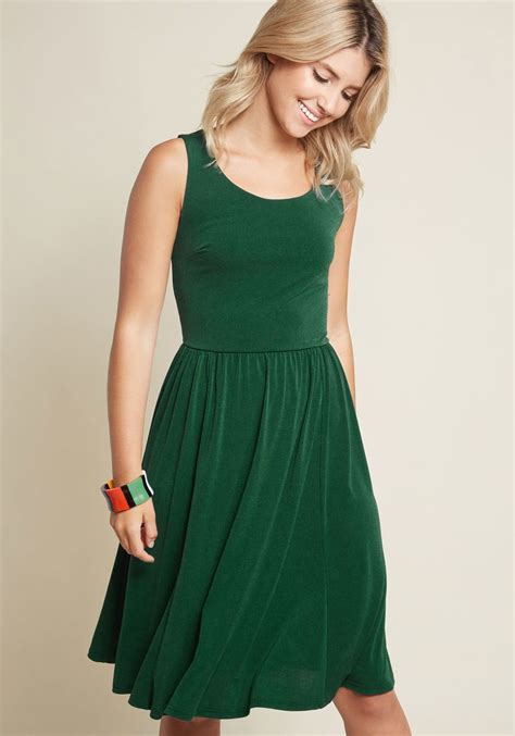 Simple Swish Knit Dress in Dark Green | Simple short dresses, Simple ...
