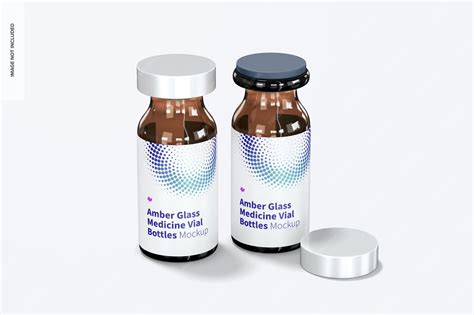 Premium PSD | Amber Glass Medicine Vial Bottles Mockup