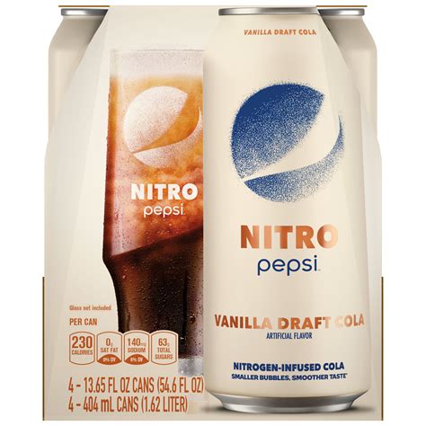 Pepsi, Nitro, Vanilla Draft Cola Artificial Flavor, Nitrogen-Infused ...