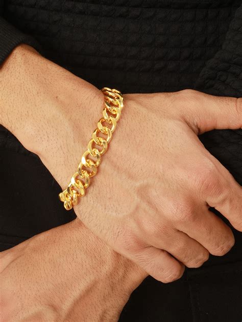 Bold by Priyaasi Solid Gold-Plated Curb-Link Chain Bracelet for Men