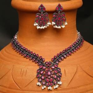 YELLOW CHIMES Brass Silver Pink Jewellery Set Price in India - Buy ...