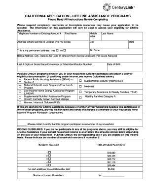 Lifeline California Application Print From Print Form - Fill and Sign ...